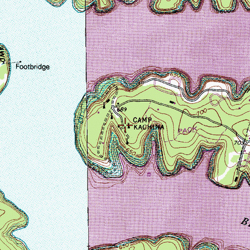 Topographic Map of Camp Kachina, TX