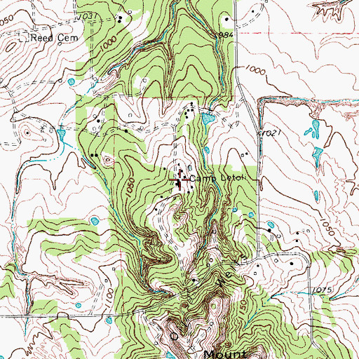 Topographic Map of Camp Letoli, TX