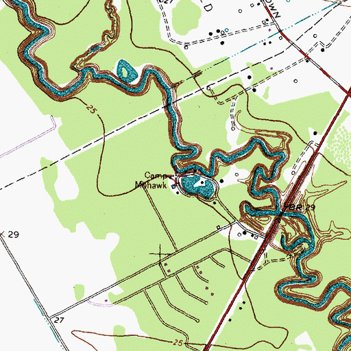 Topographic Map of Camp Mohawk, TX
