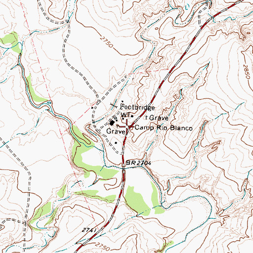 Topographic Map of Camp Rio Blanco, TX