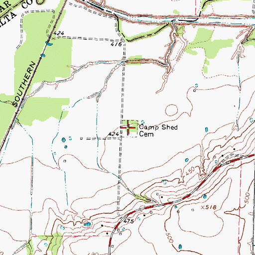 Topographic Map of Camp Shed Cemetery, TX