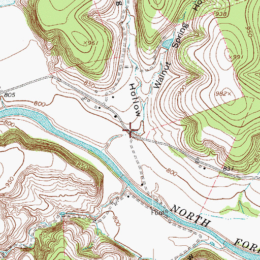 Topographic Map of Camp Spring Hollow, TX