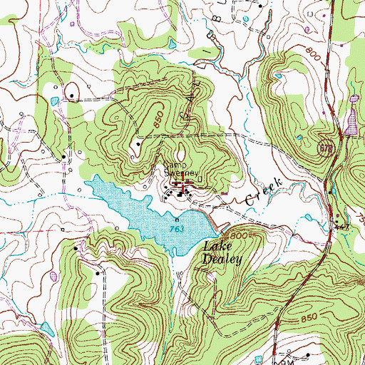 Topographic Map of Camp Sweeney, TX