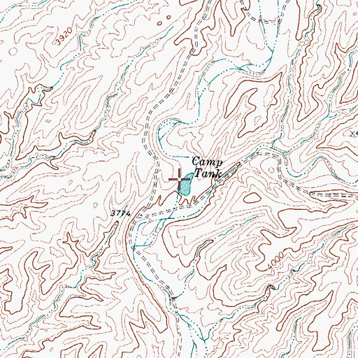 Topographic Map of Camp Tank, TX