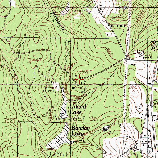 Topographic Map of Camp Urland, TX