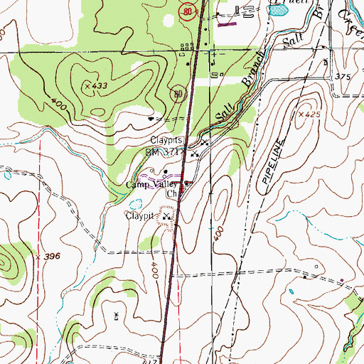 Topographic Map of Camp Valley Church, TX