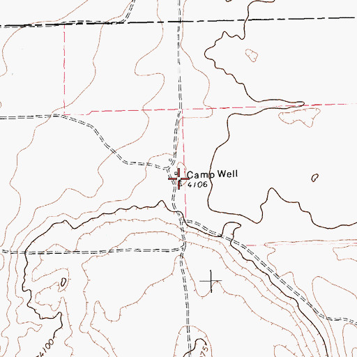 Topographic Map of Camp Well, TX