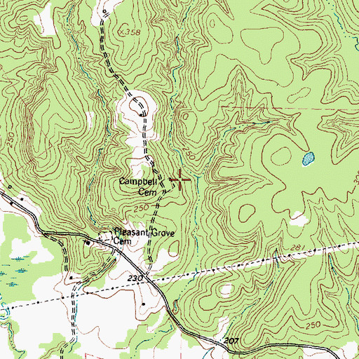 Topographic Map of Campbell Cemetery, TX
