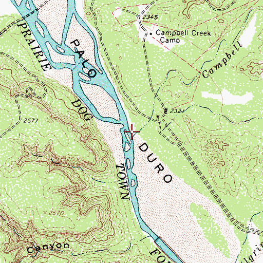 Topographic Map of Campbell Creek, TX