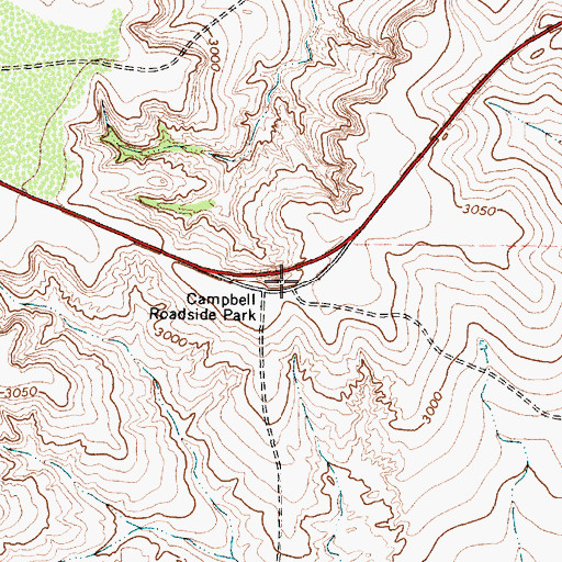 Topographic Map of Campbell Roadside Park, TX