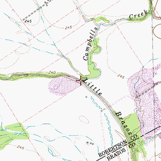 Topographic Map of Campbells Creek, TX