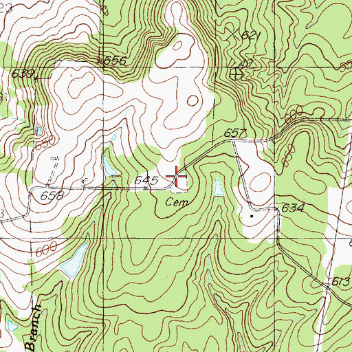 Topographic Map of Campground Cemetery, TX