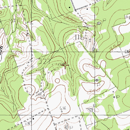 Topographic Map of Campground Cemetery, TX