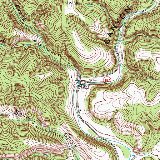 Topographic Map of Can Creek, TX