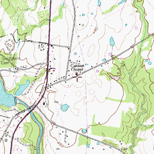 Topographic Map of Canaan Chapel, TX