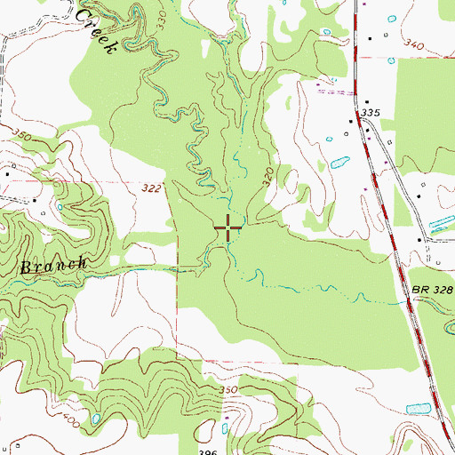 Topographic Map of Caney Branch, TX