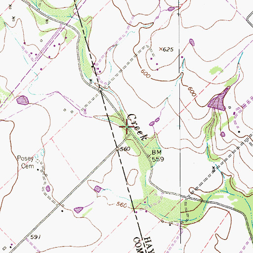 Topographic Map of Caney Creek, TX