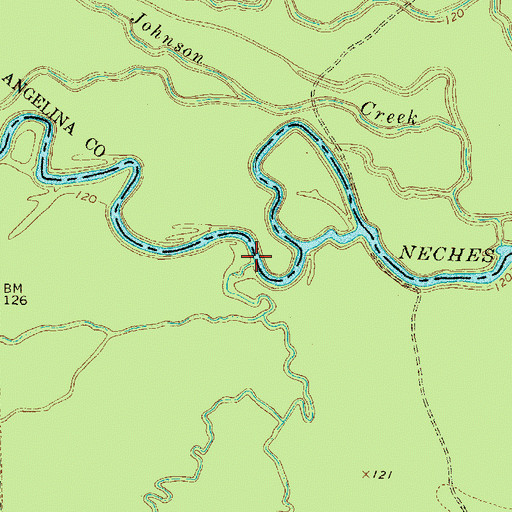Topographic Map of Caney Creek, TX