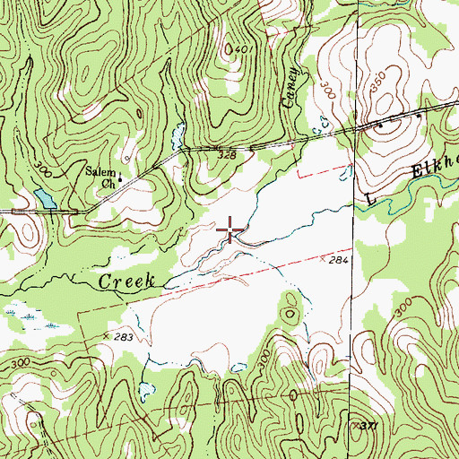 Topographic Map of Caney Creek, TX