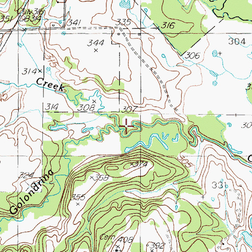 Topographic Map of Caney Creek, TX
