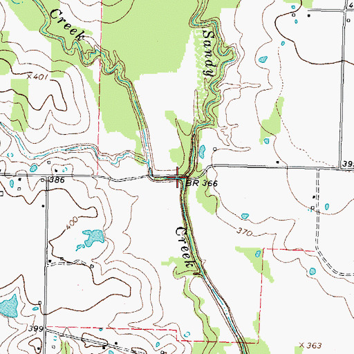 Topographic Map of Caney Creek, TX