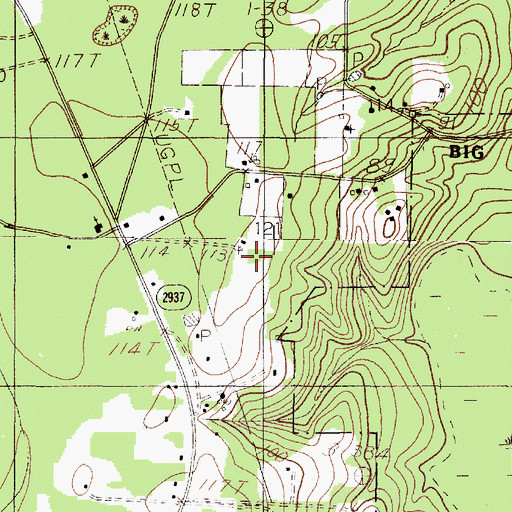 Topographic Map of Caney Head, TX