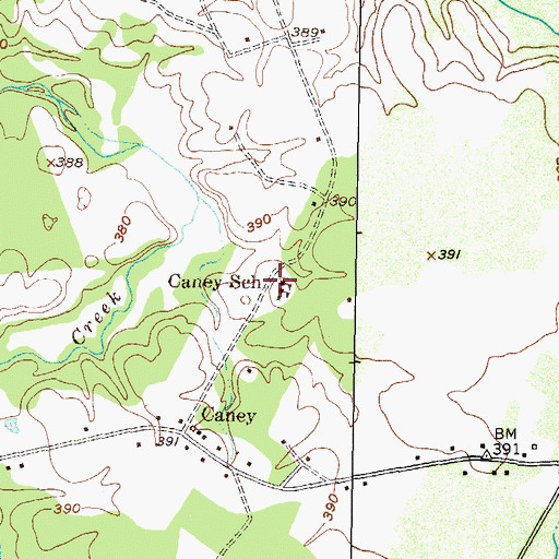 Topographic Map of Caney School, TX
