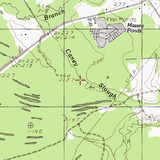 Topographic Map of Caney Slough, TX