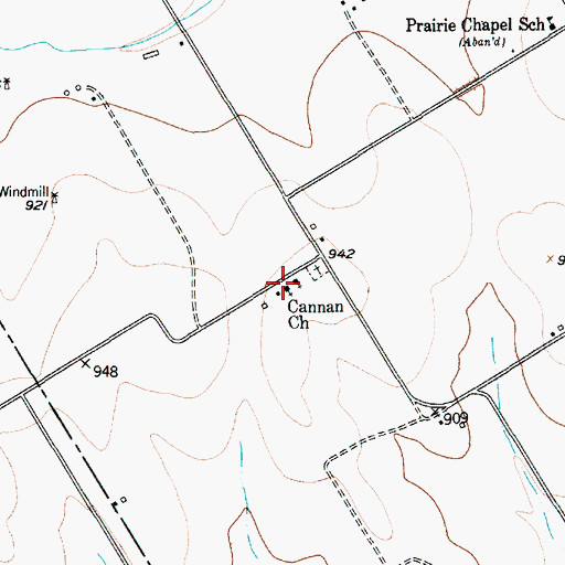 Topographic Map of Cannan Church, TX