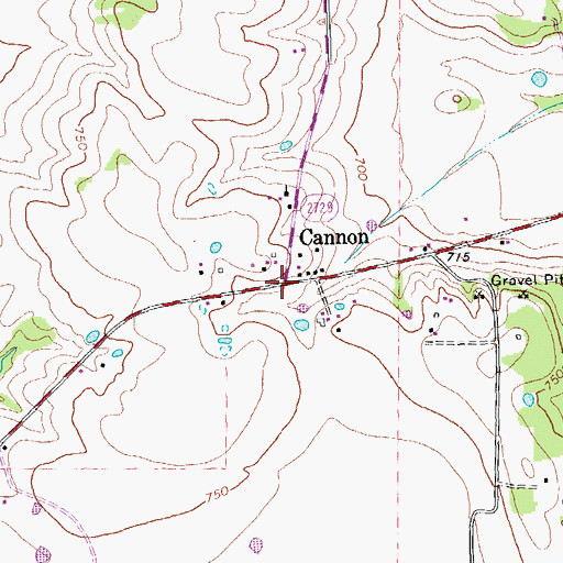 Topographic Map of Cannon, TX