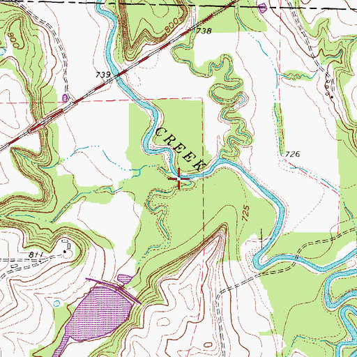 Topographic Map of Cannon Creek, TX
