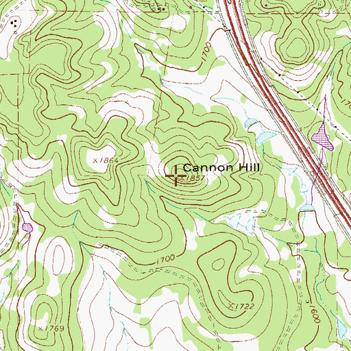 Topographic Map of Cannon Hill, TX