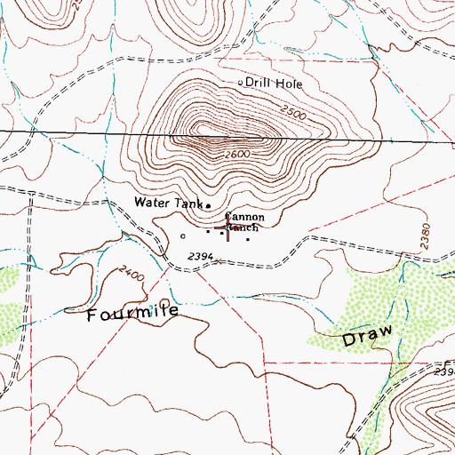 Topographic Map of Cannon Ranch, TX