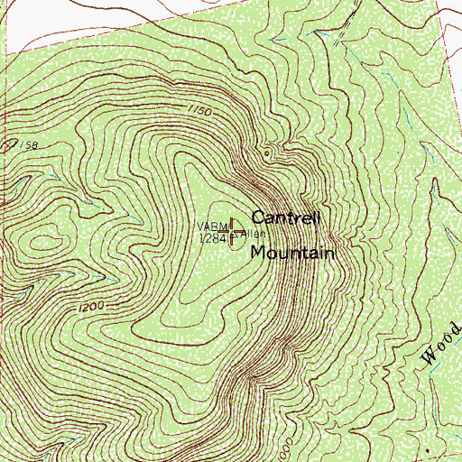 Topographic Map of Cantrell Mountain, TX
