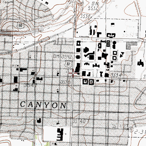 Topographic Map of Canyon, TX