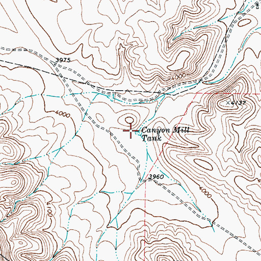 Topographic Map of Canyon Mill Tank, TX