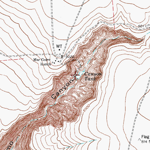Topographic Map of Canyon Tank, TX