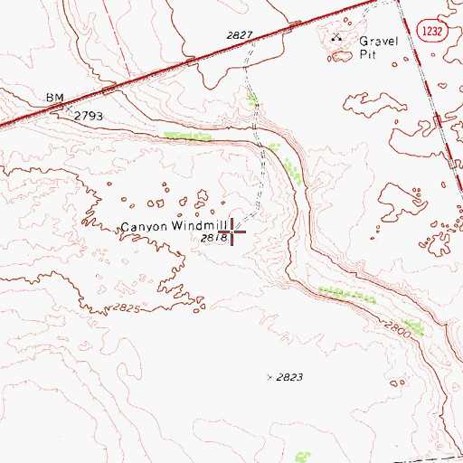 Topographic Map of Canyon Windmill, TX