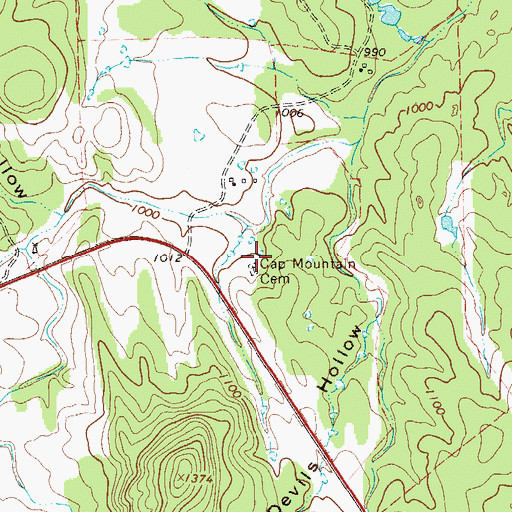 Topographic Map of Cap Mountain Cemetery, TX