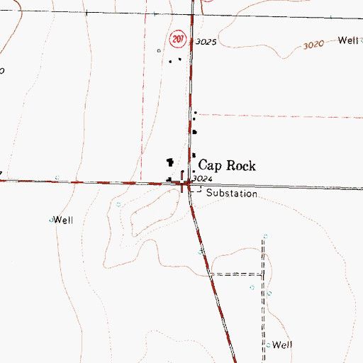 Topographic Map of Cap Rock, TX