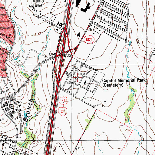 Topographic Map of Capital Memorial Park, TX
