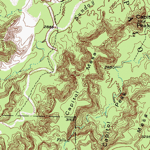 Topographic Map of Capitol Mesa, TX