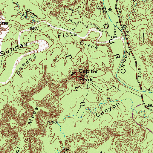 Topographic Map of Capitol Peak, TX