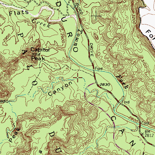 Topographic Map of Capitol Peak Canyon, TX