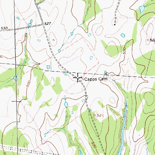 Topographic Map of Capps Cemetery, TX