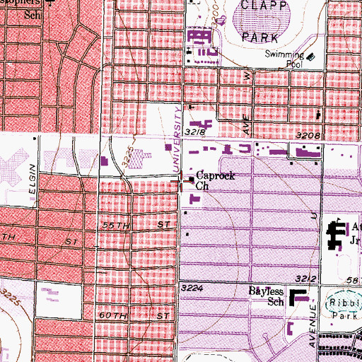 Topographic Map of Caprock Church, TX