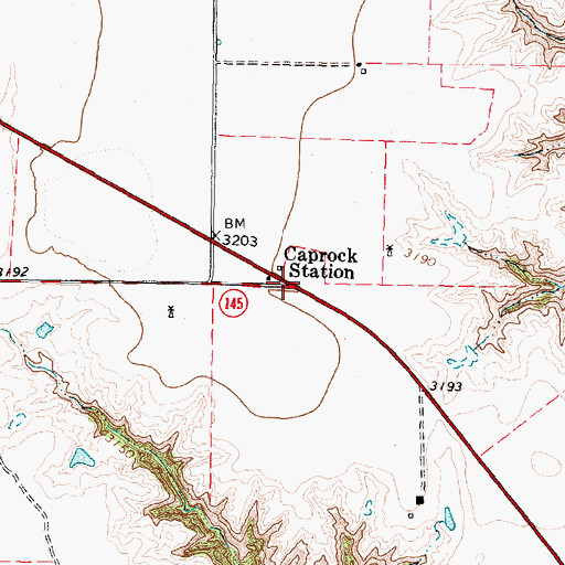 Topographic Map of Caprock Station, TX