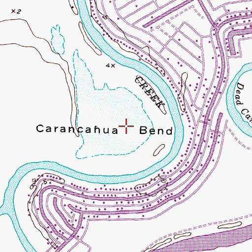 Topographic Map of Carancahua Bend, TX