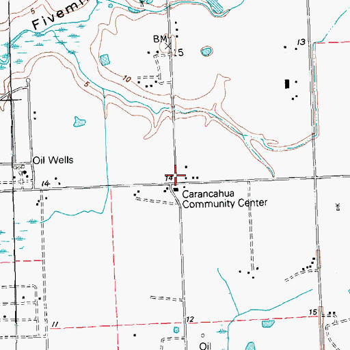 Topographic Map of Carancahua Church, TX