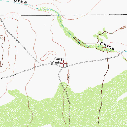 Topographic Map of Cargill Windmill, TX